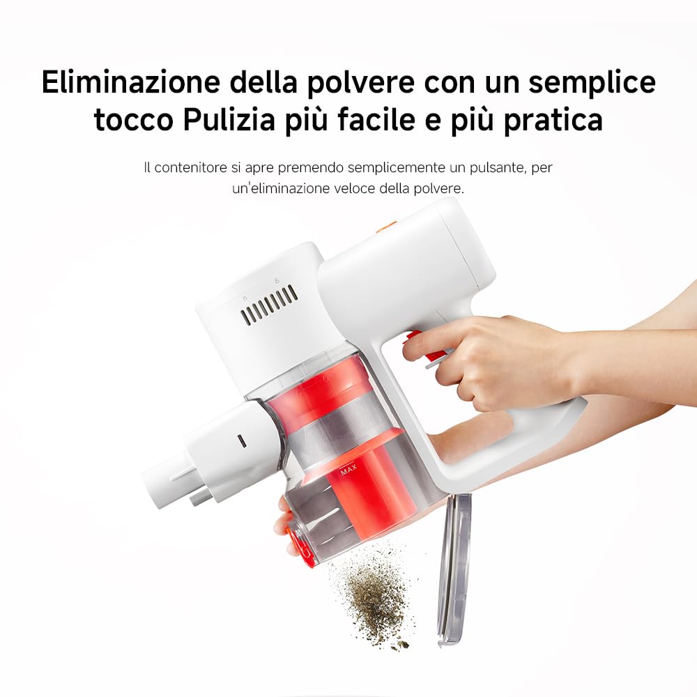 Aspirapolvere Senza Fili XIAOMI G20 Lite, 18kPa Potenza Aspirazione, 40 Min Autonomia, Rilevamento Polvere Luce Bianca, Spazzole 2-in-1, Svuotamento Un Solo Tocco, Ideale per Fessure Divani e Tastiere