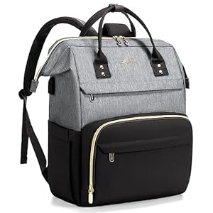 LOVEVOOK Laptop Backpack for Women, 17 Inch Waterproof Travel Backpack Purse,Work Nurse Bag with USB Port,Casual Business Computer Backpacks for Personal Item Carry on, Black-Grey