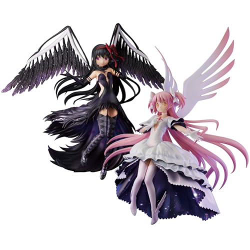 2PCS Madoka Anime Figuras Kaname Madoka Figura Akemi Homura Figura Anime Modelo Estatua PVC Colección Adornos de Escritorio 20 cm