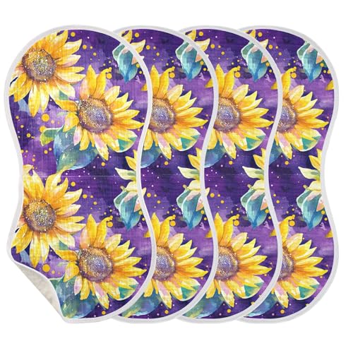 xigua Sunflowers Baby Burp Cloths for Newborn Boys and Girls 4 Pack, Soft & Absorbent Cotton Baby Burp Cloth, Baby Washcloths, Newborn Towel, Burp Rags3