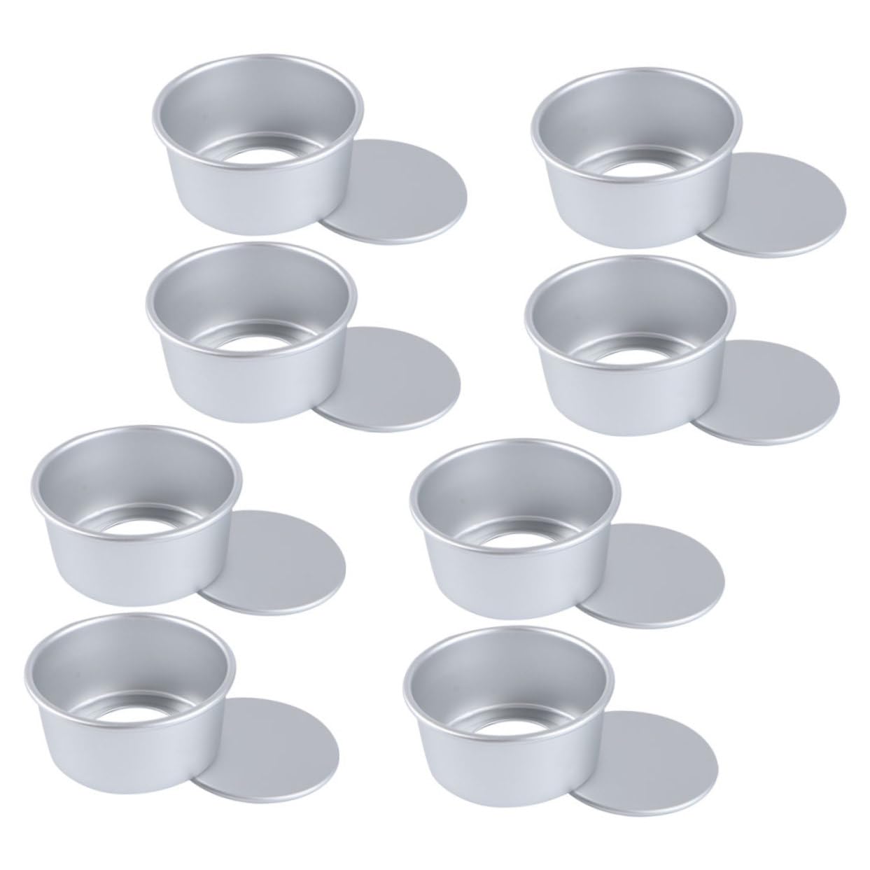 Abaodam Lot de 8 Petits Moules à Gâteau Ronds en Alliage D'aluminium avec Fond Amovible, Résistant Four, Pâtisserie Maison Boutiques de Gâteaux