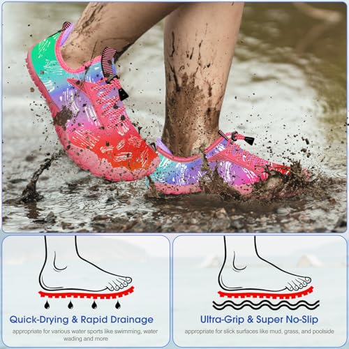 Image of Built-in Heel Grips Water Shoes for Kids Girls Boys Hiking Wide Barefoot Swim Beach Pool Big Kid