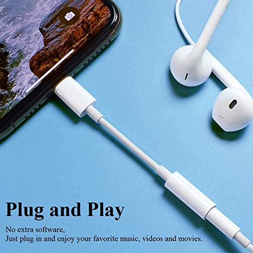 2 Pack Iphone Headphone Adapter [Apple Mfi Certified] Lightning To 3.5 Mm Headphone/Earphone Jack Converter Audio Aux Adapter Dongle Compatible With Iphone 14/13/12/11/X/8/7-Support All Ios, White #TOP6