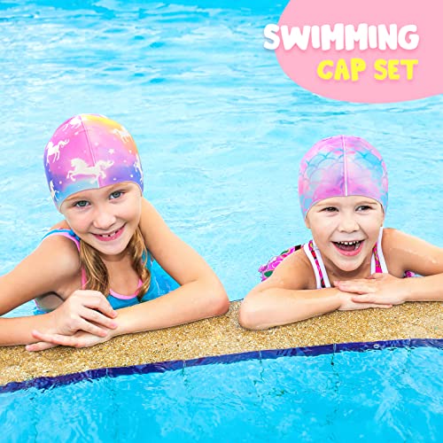 2 Pack Kids Swim Cap Durable Silicone Swim Caps For Boys Girls Toddler Waterproof Bathing Pool Swimming Caps #TOP6