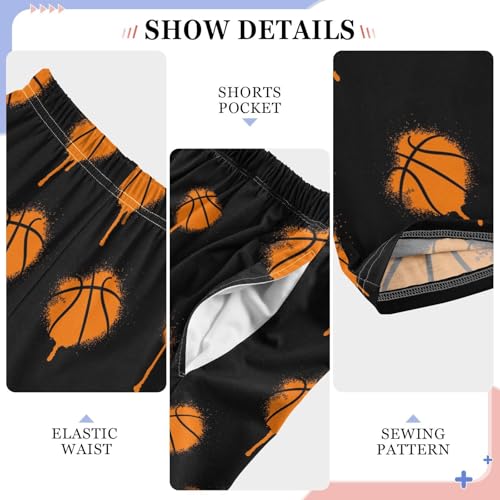 ZZXXB Basketball Graffiti Boys Long Pants Soft Trousers Elastic Waist Kids Lounge Bottoms with Pockets S-XL4