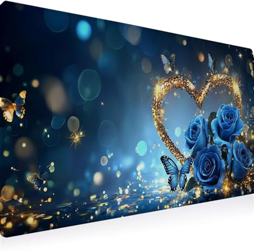 Tapis souris XXL bleu rose idéal pour aménager un grand bureau de télétravail ou de gaming