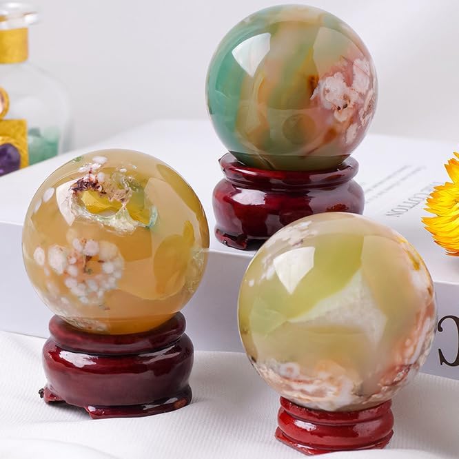 Agate Balls Sphere Crystal Worry Stone Quartz Gemstone Polished Palm Tumbled Gems Anxiety Stress Fengshui,50~55mm