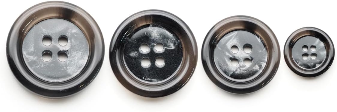CRAFTMEMORE Tortoiseshell Resin Buttons 4 Holes Button for Garment Sewing Men's Suit DIY Crafts TG47 (25mm Black, 144pcs)