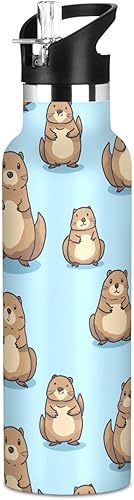 Miniatura 12 de Funny Gorilla White Vacuum Insulated Sports Water Bottle Keeps Hot and Cold with Straw Leakproof BPA Free for Gym Sports