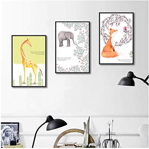 Toile peinture murale animaux dessin animé pour déco chambre enfant