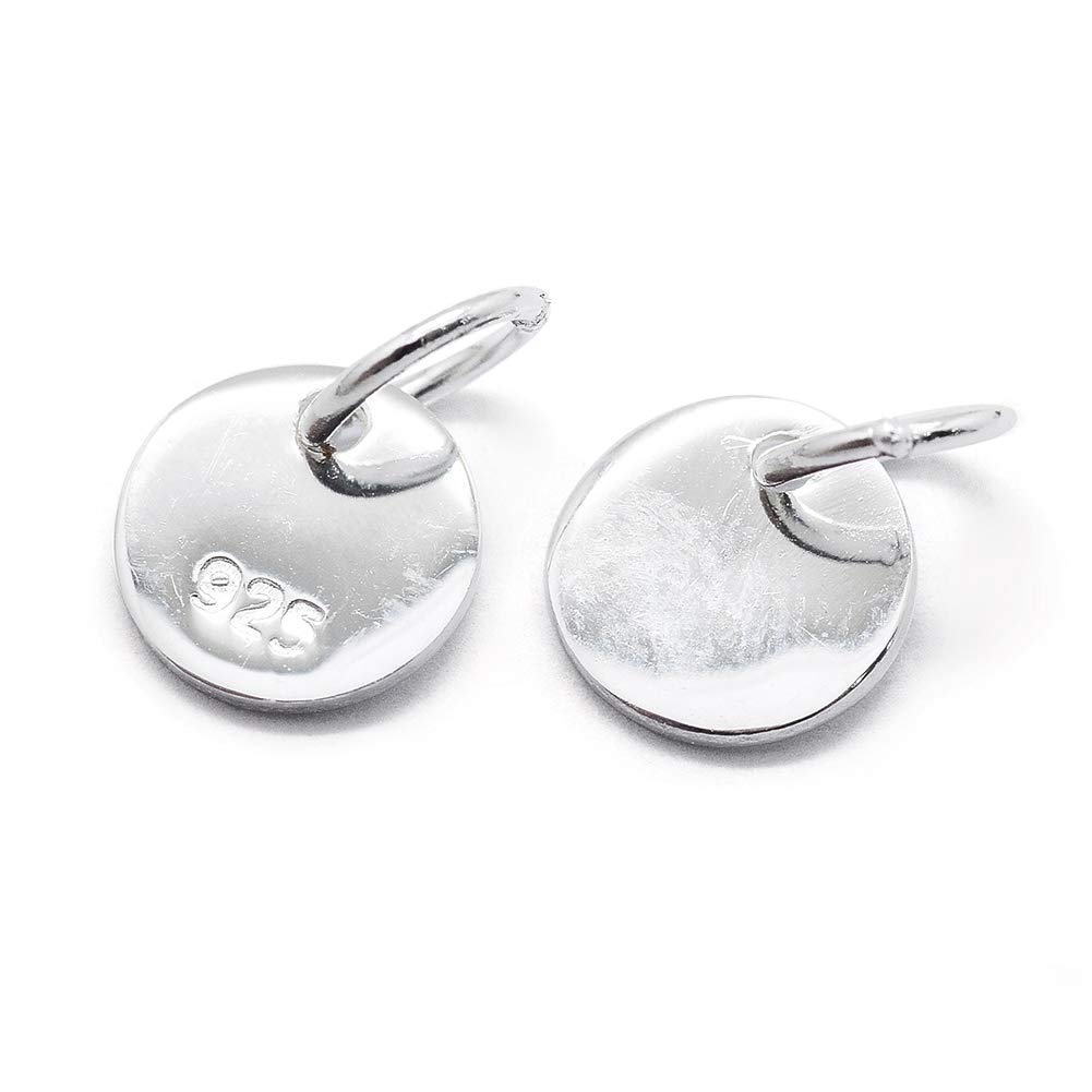 CraftdadyCraftdady 10Pcs Sterling Silver Flat Round Tiny Dangle Pendants Charms with Jump Rings 6x0.6mm for Jewelry Making