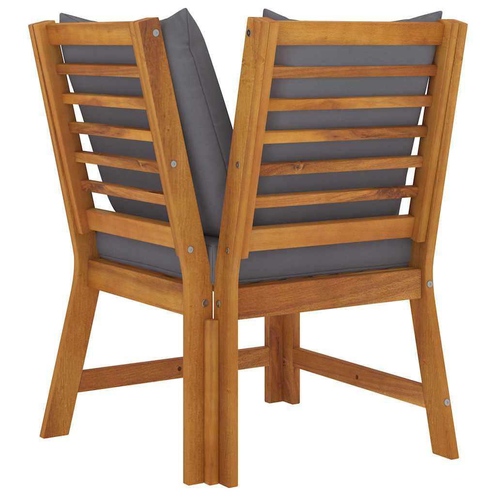 vidaXL Canapé d'angle Sectionnel avec Coussin Canapé d'Extérieur Meuble de Jardin Patio Salon Terrasse Intérieur Gris Foncé Bois d'Acacia