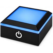 LED Light Base Display Stand Non-Slip with RGB Multicolor Lighting, Square Black Colorful Pedestal for Glass Crystal Art, 3D Glass Photos, Tumblers Flat Top Surface