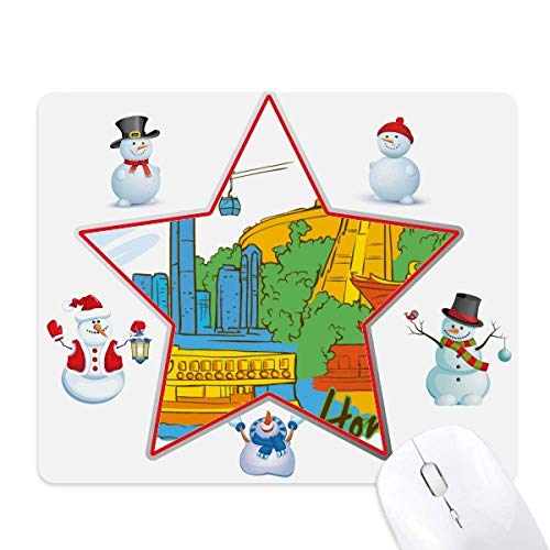 Tapis de souris Bonhomme de Neige de Noël style Hong Kong Victoria, le cadeau de bureau idéal