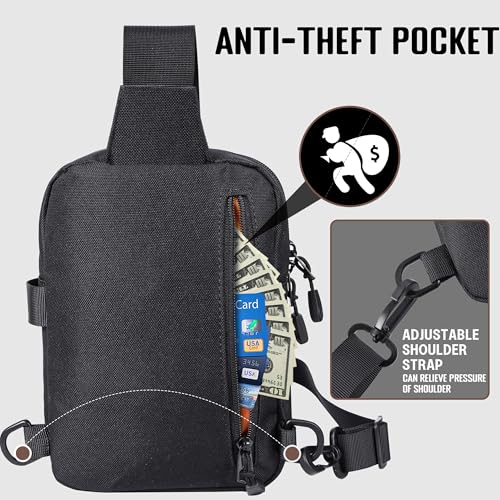 MOZETO Small Sling Bag RFID Blocking Mini Crossbody Bag Water-Resistant Travel Hiking Cross Body Pouch - Thumbnail 5