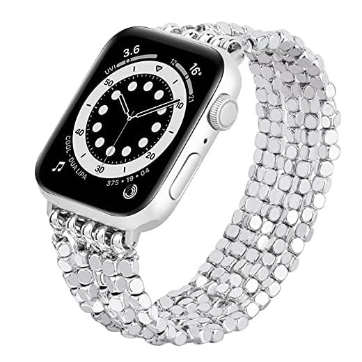 MOFREE Pulseira feminina compatível com Apple Watch séries 4/3/2/1 de 41 mm/40 mm/38 mm/42 mm/44 mm/45 mm, séries 9, 8, 7, 6 e SE 5, moderna, feita à mão