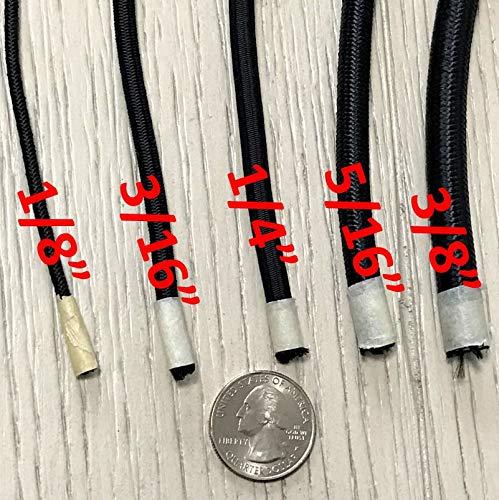 Elastic Bungee Cord. 3/16", 3/8", 1/4", 5/16", 1/8". 50 And 100 Foot Spools. Weather And Abrasion Resistant. Used For Tie Downs, Crafting, Diy Projects. Black Shock Cord. Made In The Usa #TOP2