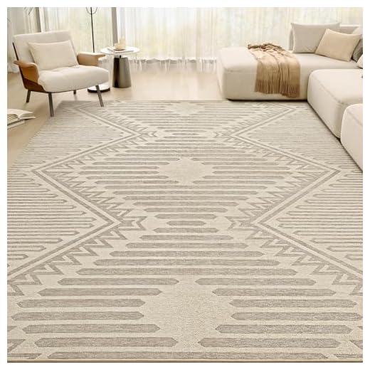 Boho Beige Textured Tufted Area Rug