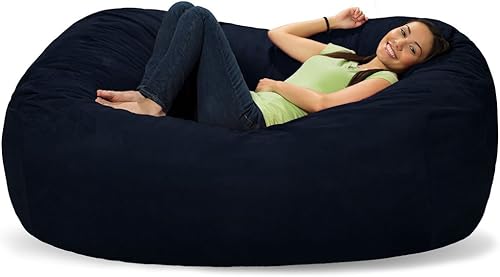 Miniatura 131 de Comfy Sacks - Puf de espuma viscoelástica de 7.5 pies, tumbona de piel sintética color negro Piel sintética, color negro,Piel sintética de color