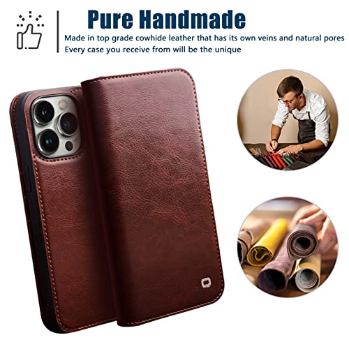 Coque antichoc iPhone 15 protégeant l'écran, étui cuir véritable marron