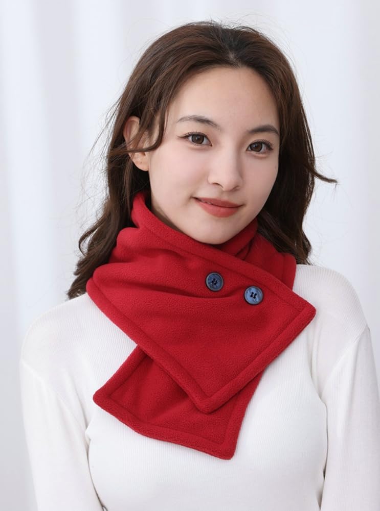 Winter Polar Fleece Scarf for Women Men Cold Weather Neck Warmer Collar Scarf with Buttons Quick Wear Neckerchiefs - Image 2
