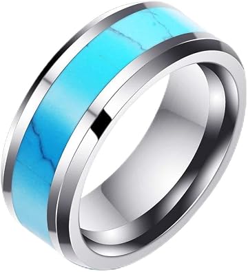 8mm Vintage Tungsten Carbide Ring Gold/Silver/Black with Wood Inlay Wedding Band Ring for Men Nature Collection