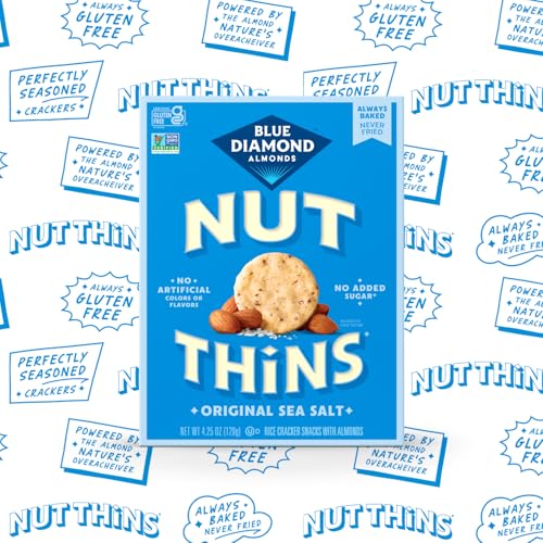 Image of Blue Diamond Almonds Nut Thins Gluten Free Cracker Crisp Snacks, Original, 4.25 Oz Boxes (Pack of 6)