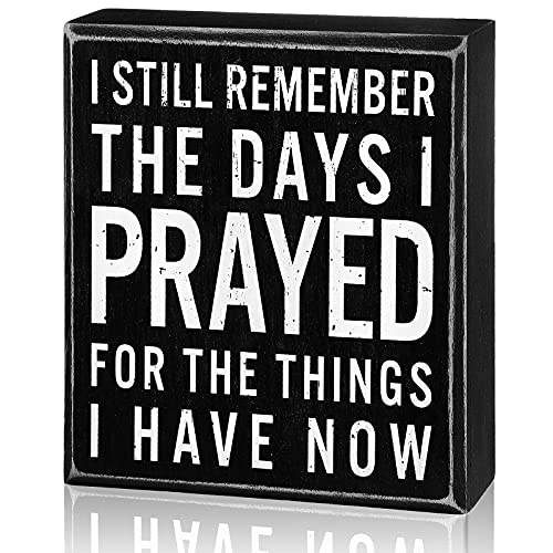 Classic Box Sign Wooden Box Sign Black White Box Sign Decorative Letters Wood Box Plaque For Shelf Living Room Bathroom Laundry Decor (The Days I Prayed) #TOP6