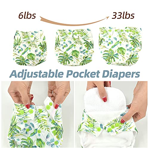 Baby Cloth Diapers One Size Adjustable Washable Reusable Pocket Diapers For Baby Girls And Boys 5 Packs +5 Microfiber Inserts #TOP2
