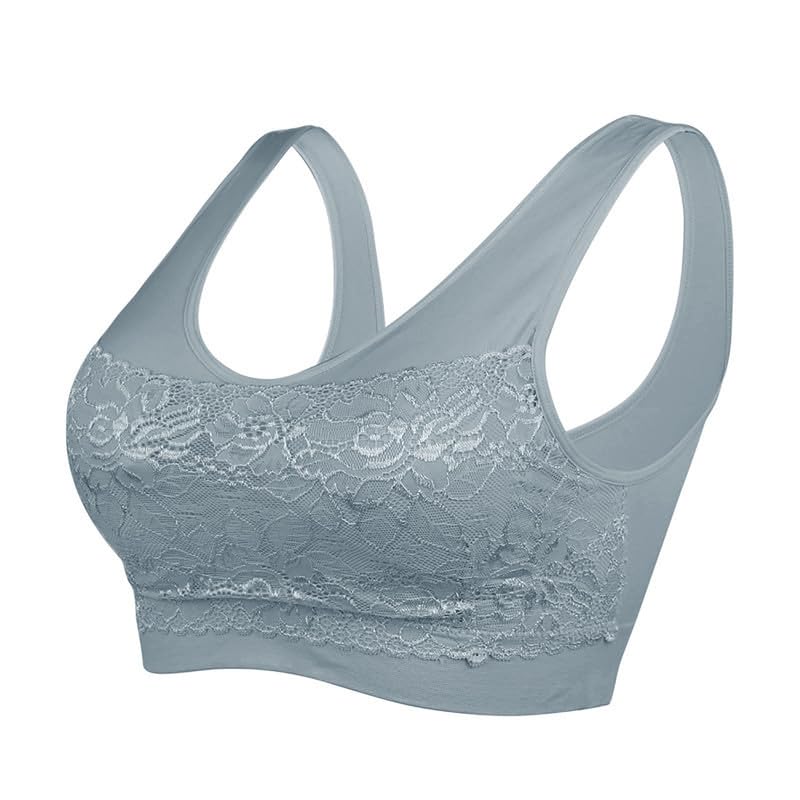 Image of Litthing Lace Bralettes for Women Padded Sports Bra Seamless Plus Size Tank Tops Wirefree Comfort Yoga Cami T Shirt Bras