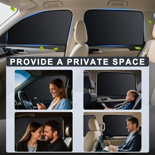 Image of ZATOOTO Car Window Shades - 4 Pack Car Window Covers Premium UV Blocking, Side Window Curtains Full Blackout for Privacy, Breastfeeding, Napping, Camping, and Travel, Universal Fit for Most Vehicles