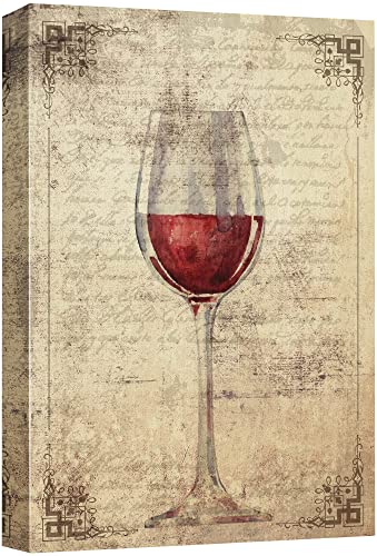 wall26 Canvas Print Wall Art Red Wine with Geometric Italian Style Border Food Cocktails & Drinks Digital Art Realism Chic Scenic for Living Room, Bedroom, Office (16"x24", Wine Art - 01)