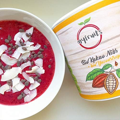 myfruits® Ekologiczne kiszki kakaowe z syropem Yacon do pieczenia, musli lub porridge (250 g)