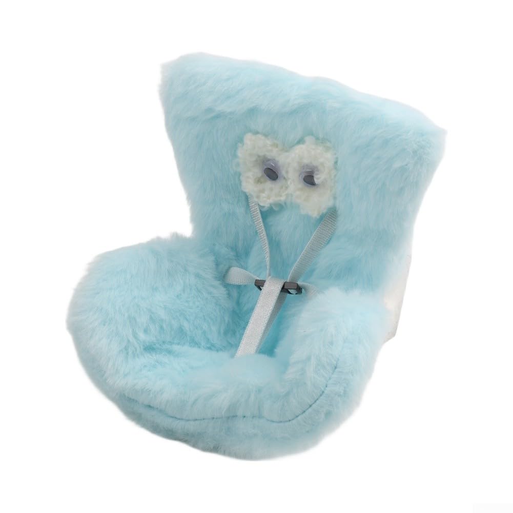 Plush Doll Car Seat with Safety Belt - Soft Furry Booster for 10-17cm Figures, Air Vent Clip Mount & Desk Display Stand, Cute Vehicle Interior Decor Accessory(Blue) — image 1