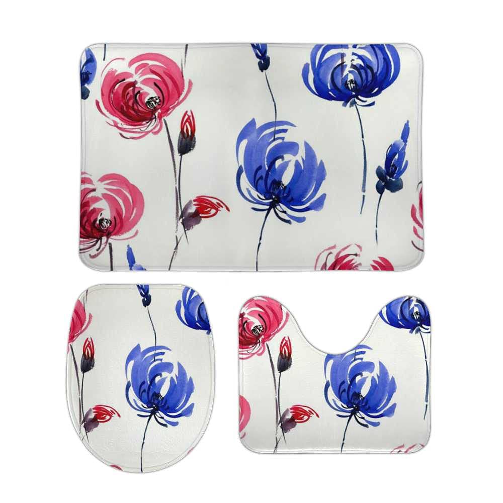 Tapis de salle de bain antidérapant lot de 3 en mousse polaire pour douche et baignoire
