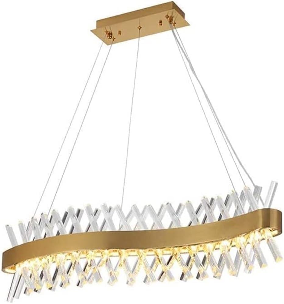 Chandelier en cristal et acier ovale pour un salon prestigieux