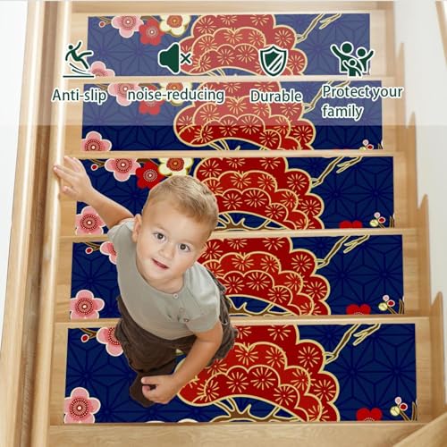 Evita caídas en escaleras con peldaños antideslizantes de madera diseño japonés 15 piezas 4