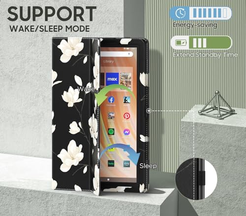 Image of MoKo Case Fits Amazon Kindle Fire HD 10 Tablet (13th Gen), Magnolia | Slim Folding Stand Cover for 10.1 inch Fire HD 10 /10 Plus Tablet 2023 /2021, Auto Wake /Sleep, Hand Strap, Dual Angle, Pen Loop