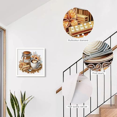 Image of AiYuanzsh 5D Special Shape Diamond Art Kits for Beginners, Diamond Art Painting Kits for Adults, Crystal Rhinestones Diamond Art Painting for Home Wall Decoration Gift 12x12 inch, Coffee