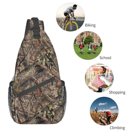 Hunting Camouflage Camo Forest Sling Backpack Crossbody Sling Bag Casual Chest Bags Travel Hiking Daypack Shoulder Bag for Women Men - Image 6