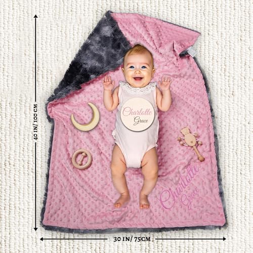 Image of Personalized Baby Blanket Customized Baby Blanket with Name, Custom Embroidered Blanket for Boys & Girls, Soft Minky dot Keepsake Newborn Swaddle, Personalized Baby Gifts for Baby Showers (Baby)