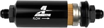 Aeromotive 12377 In-Line Filter - AN -8 Male 10 Micron Fabric Element Bright Dip Black Finish