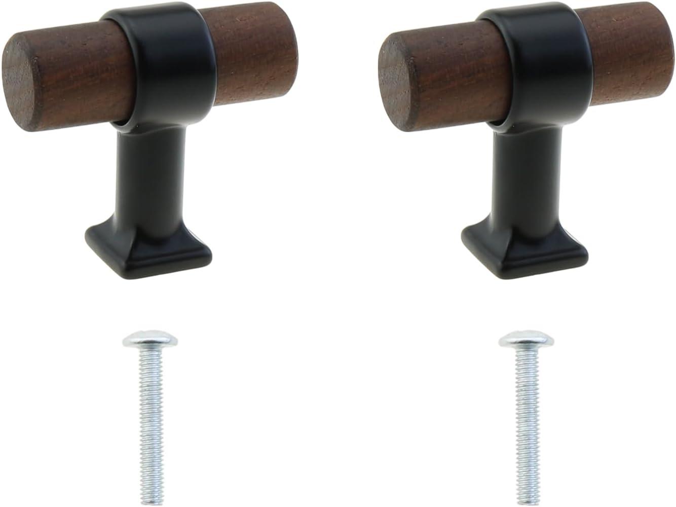 DGZZI 2PCS Hardware Wooden Handles Kitchen Cabinet Wardrobe Door Drawer Dressing Table Pull Black Walnut T Bar Knob