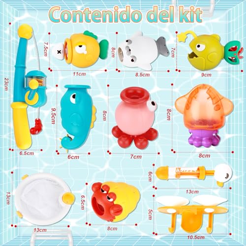 Miniatura 3 de Vbacala Juguetes De Baño Bebe De 1 2 3 Años,Juguete De Bañera Juego De Pesca, Juguetes Baño Con Cañas De Pescar Pistolas De Agua Red De Pesca Imán Peces Agua Juguete Niños Juguete Regalo Niña Niño