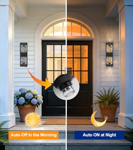 Image of Outdoor Wall Light Dusk to Dawn 12W LED | 15.3'' Exterior Wall Sconce, Crystal Modern Style, Wall Mounted, for Porch, Patio, Hallway, Backyard, Black