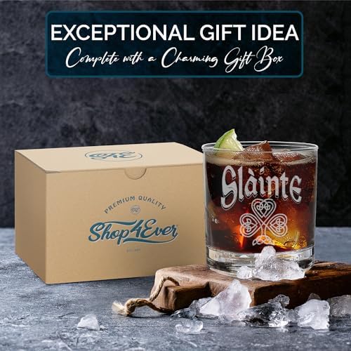 shop4ever Slainte Irish Cheers Toast Engraved Whiskey Glass 11 oz. Gift for Him Her - Thumbnail 2