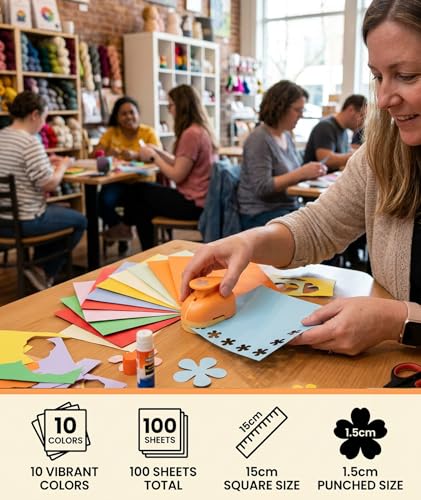 Image of 101 Pcs Stamp Puncher and Origami Paper, Postage Stamp Punch, Paper Punch Tool Set for DIY Scrapbooking and Craft Projects (orange)
