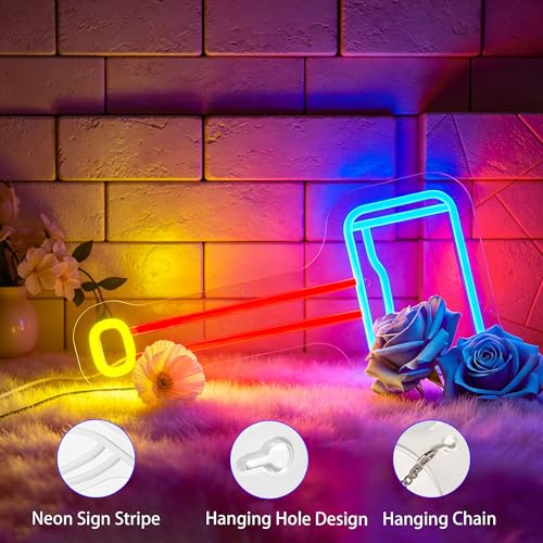 Image of Neon Sign, FPLL Neon Signs for Wall Decor Blue Red LED Signs for Man Cave Game Room Home Party Birthday Decor Bar Beer Sign - USB Powered
