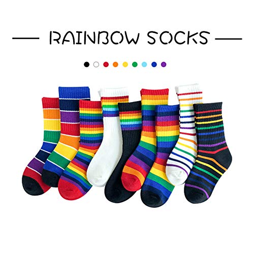 EIAY Shop Little Girls' Boys' Rainbow Stripes Cotton Crew Socks2