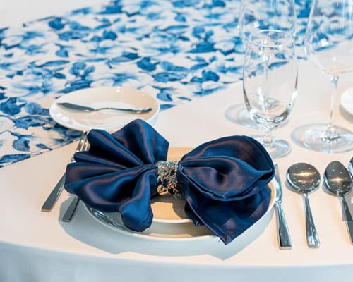 Image of Double Face Navy Blue Satin Ribbon 5 /8 inch X 50 Yards Polyester Navy Blue Ribbon for Gift Wrapping Very Suitable for Weddings Party Invitation Decorations and More